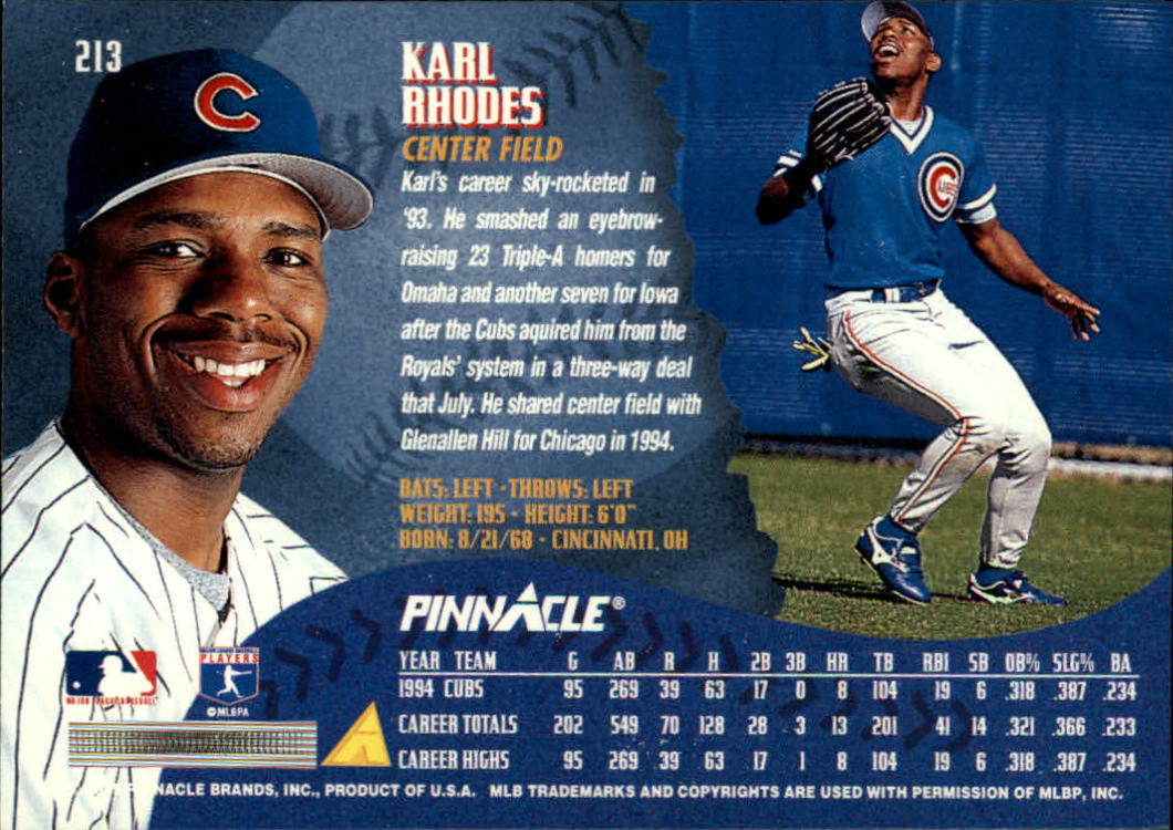 1995 Pinnacle Baseball "Main Set" Base Cards #1 to #225 - Picture 427 of 451