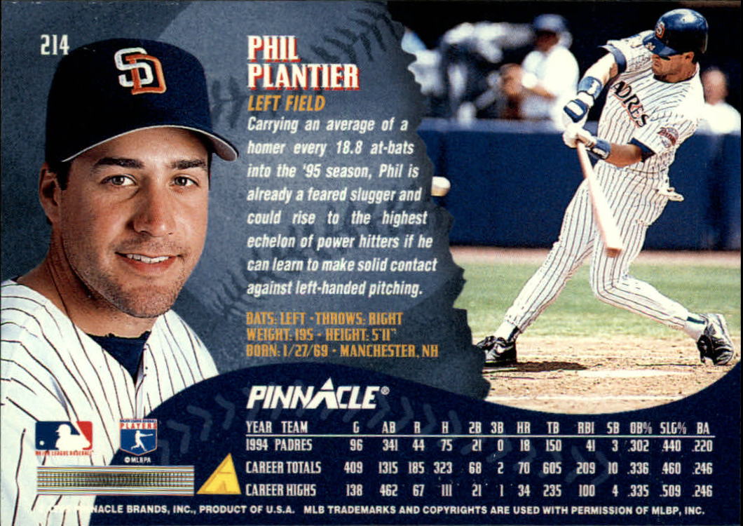 1995 Pinnacle #214 Phil Plantier back image