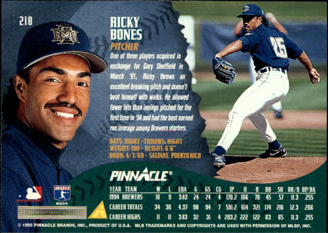 1995 Pinnacle Baseball "Main Set" Base Cards #1 to #225 - Picture 437 of 451