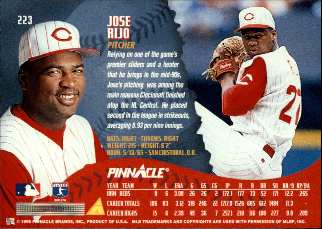 1995 Pinnacle Baseball "Main Set" Base Cards #1 to #225 - Picture 447 of 451