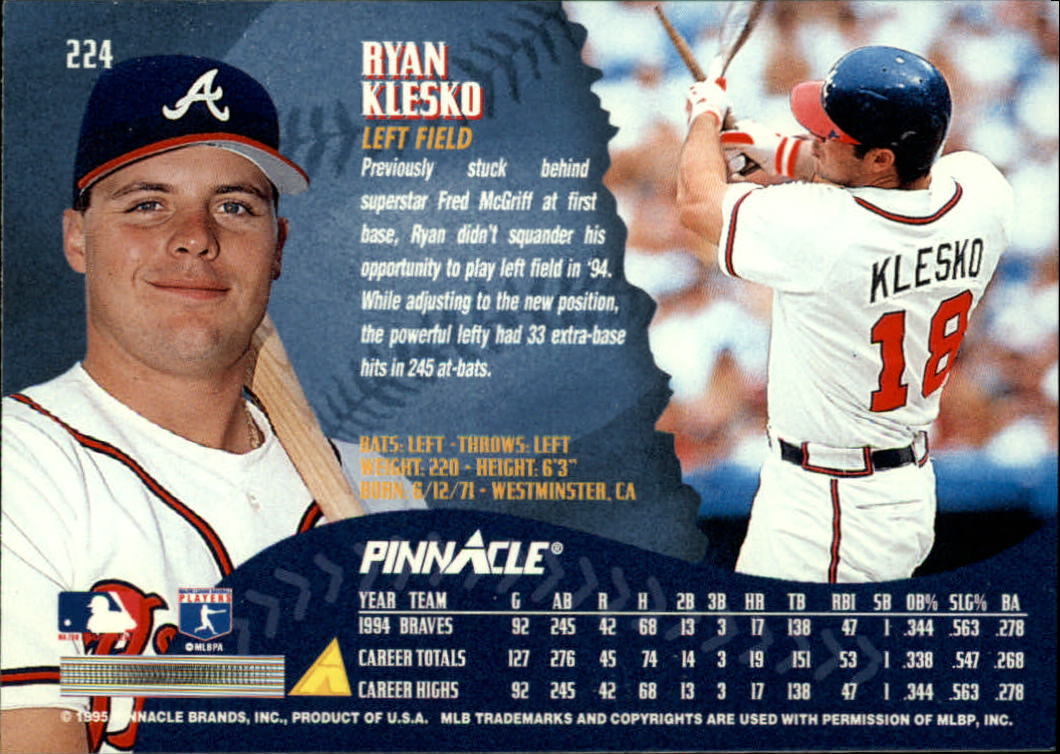 1995 Pinnacle Baseball "Main Set" Base Cards #1 to #225 - Picture 449 of 451