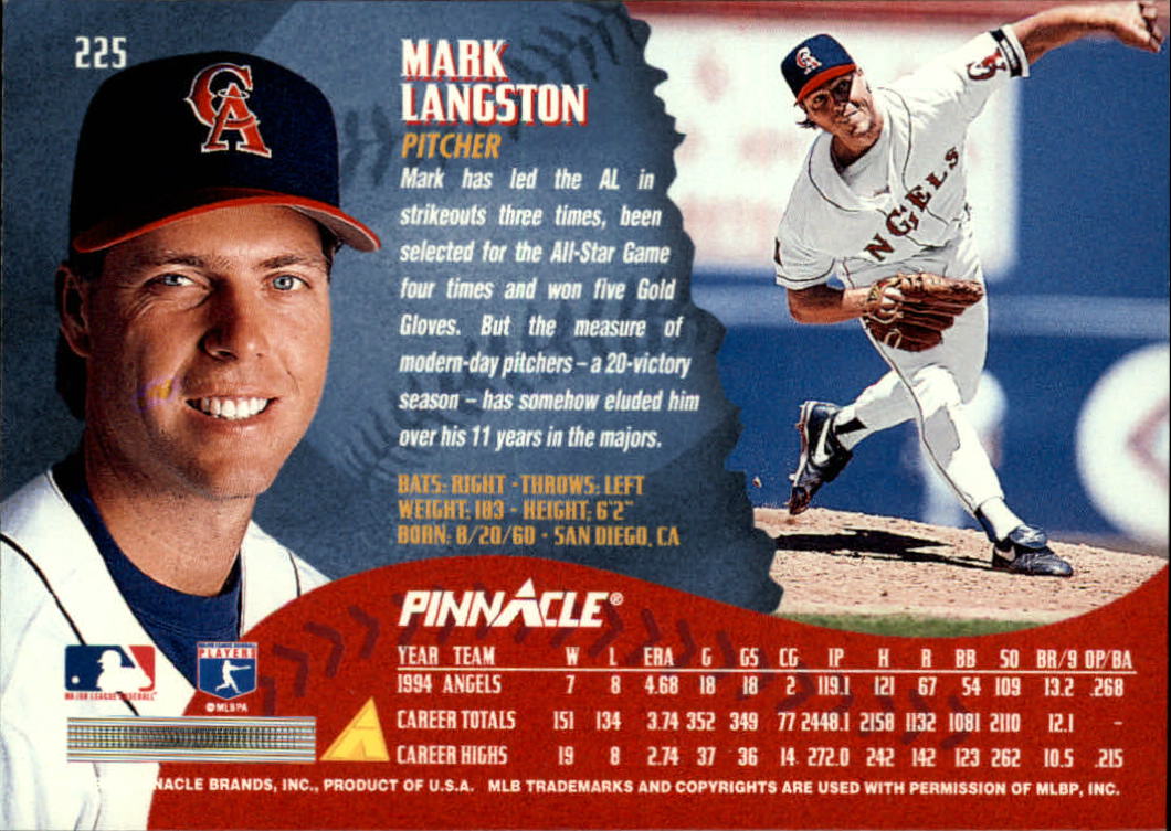 1995 Pinnacle Baseball "Main Set" Base Cards #1 to #225 - Picture 451 of 451