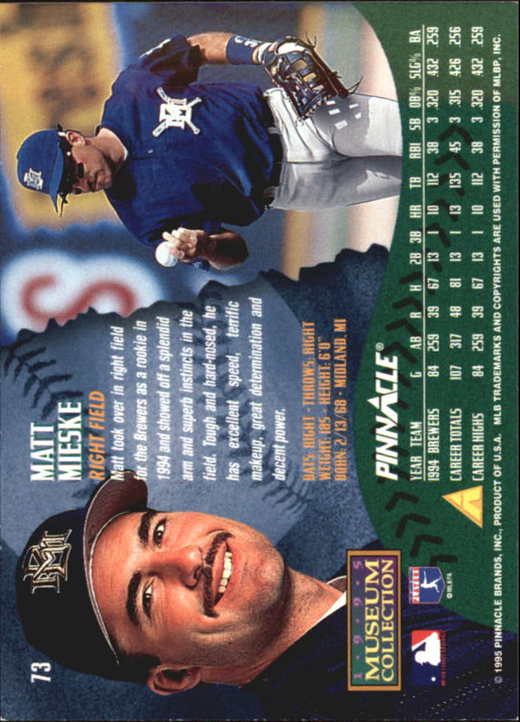 A1828- 1995 Pinnacle Museum Baseball Cards 1-250 -You Pick- 15+ FREE US SHIP - Picture 133 of 443