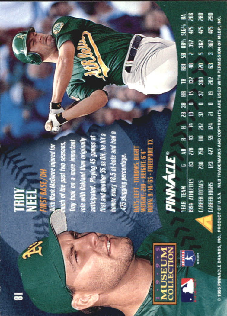 A1828- 1995 Pinnacle Museum Baseball Cards 1-250 -You Pick- 15+ FREE US SHIP - Picture 147 of 443