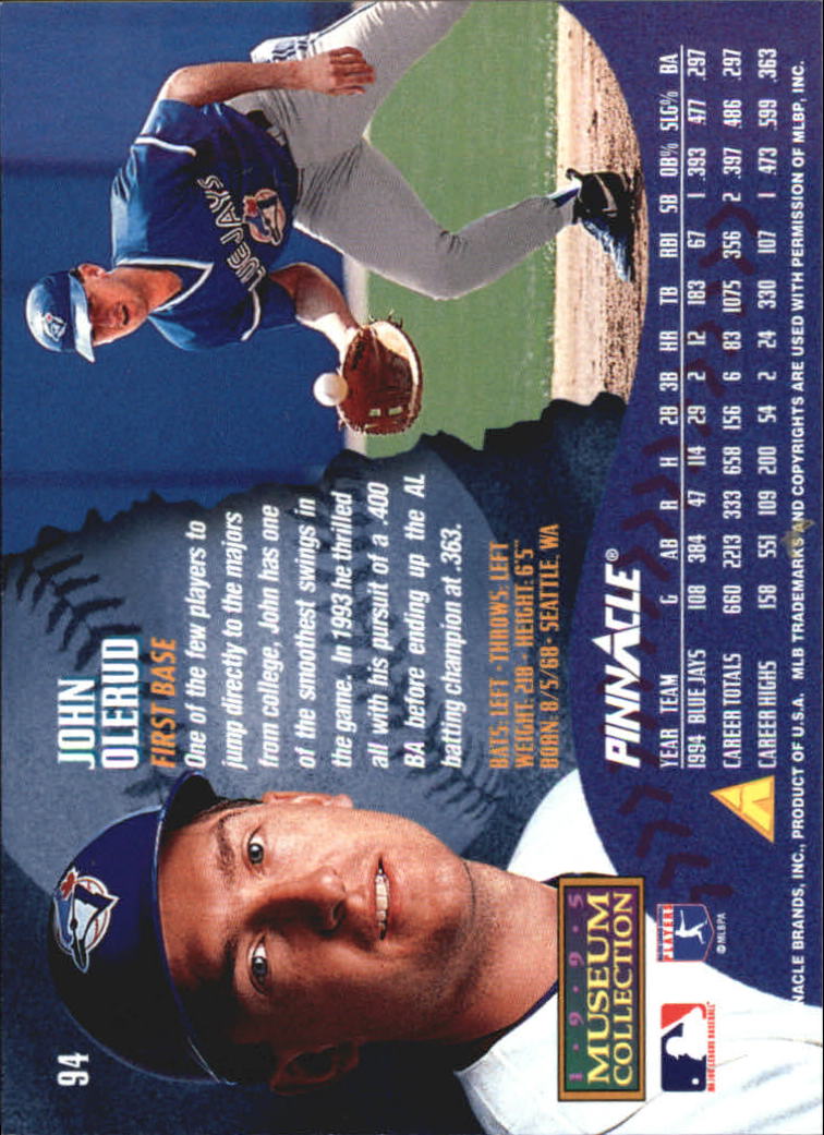A1828- 1995 Pinnacle Museum Baseball Cards 1-250 -You Pick- 15+ FREE US SHIP - Picture 171 of 443