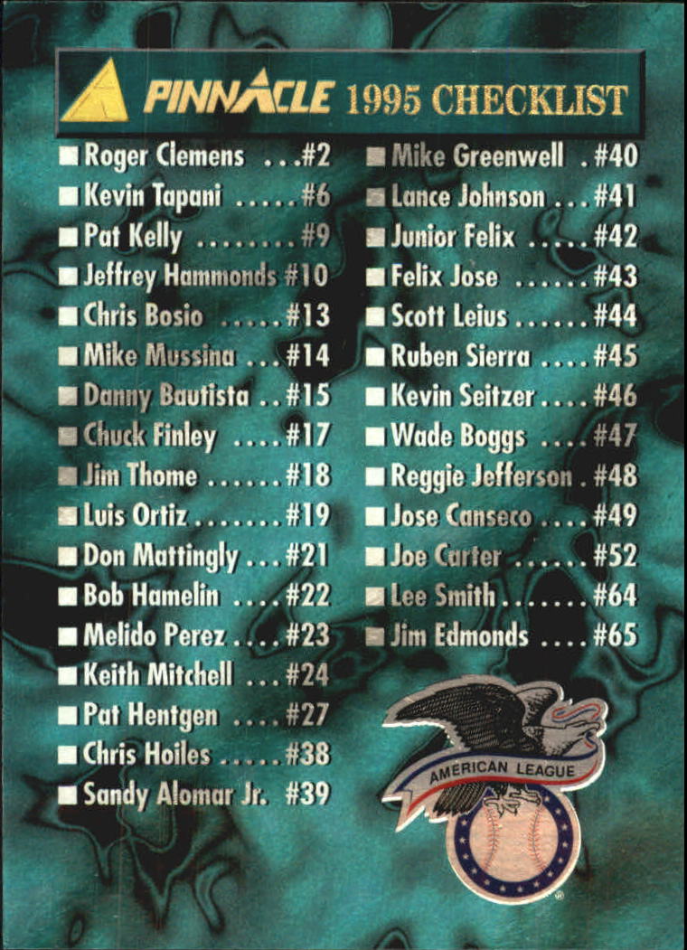 A1828- 1995 Pinnacle Museum Baseball Cards 1-250 -You Pick- 15+ FREE US SHIP - Picture 309 of 443