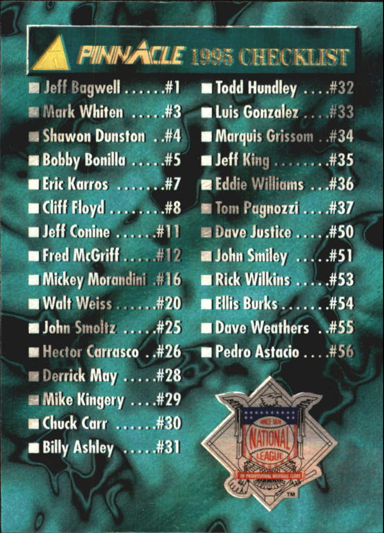 A1828- 1995 Pinnacle Museum Baseball Cards 1-250 -You Pick- 15+ FREE US SHIP - Picture 313 of 443
