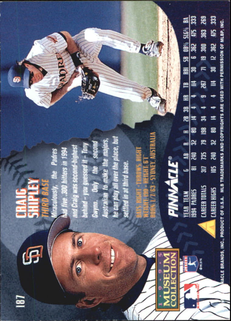 A1828- 1995 Pinnacle Museum Baseball Cards 1-250 -You Pick- 15+ FREE US SHIP - Picture 330 of 443