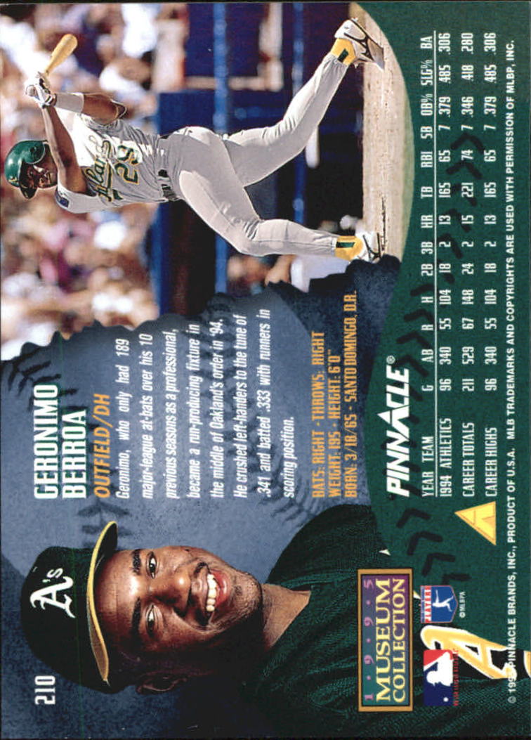 A1828- 1995 Pinnacle Museum Baseball Cards 1-250 -You Pick- 15+ FREE US SHIP - Picture 368 of 443