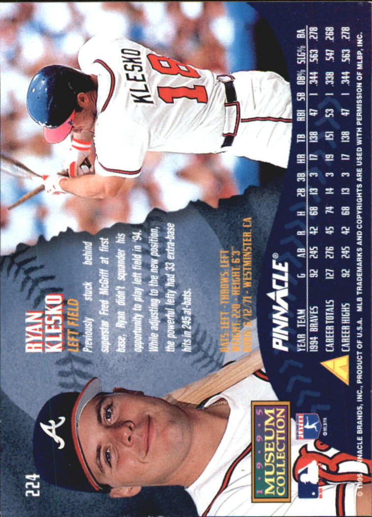 A1828- 1995 Pinnacle Museum Baseball Cards 1-250 -You Pick- 15+ FREE US SHIP - Picture 396 of 443