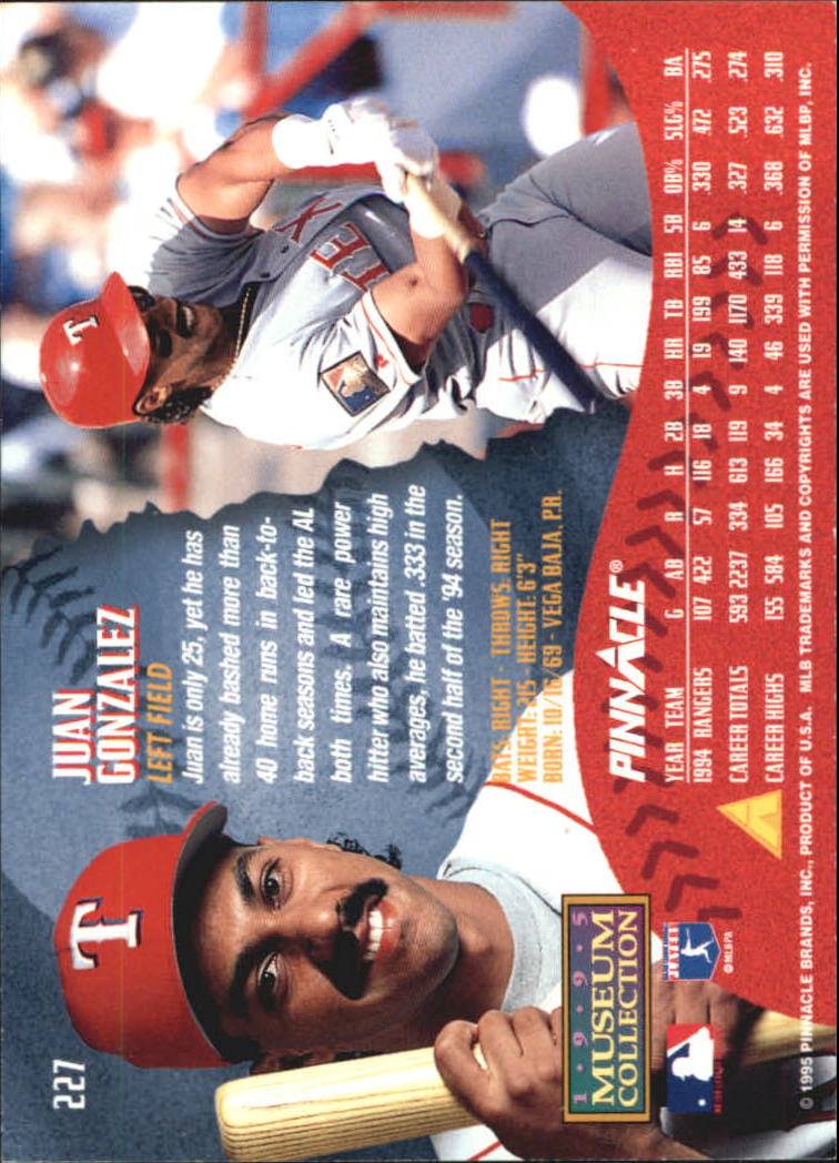 A1828- 1995 Pinnacle Museum Baseball Cards 1-250 -You Pick- 15+ FREE US SHIP - Picture 400 of 443