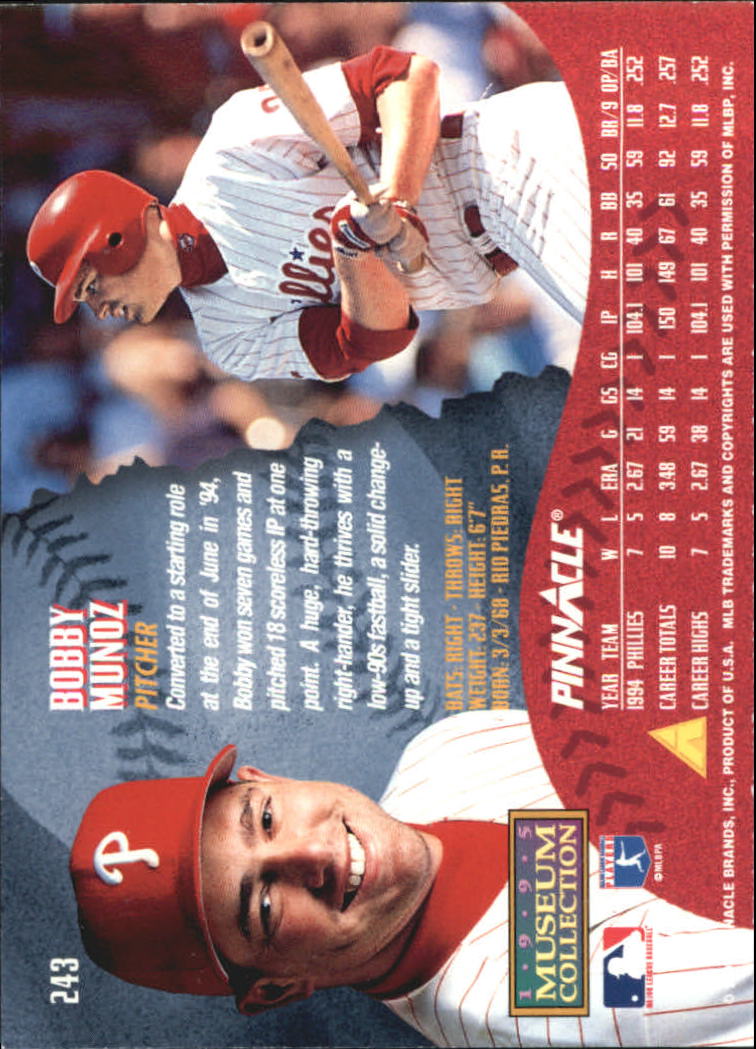 A1828- 1995 Pinnacle Museum Baseball Cards 1-250 -You Pick- 15+ FREE US SHIP - Picture 430 of 443