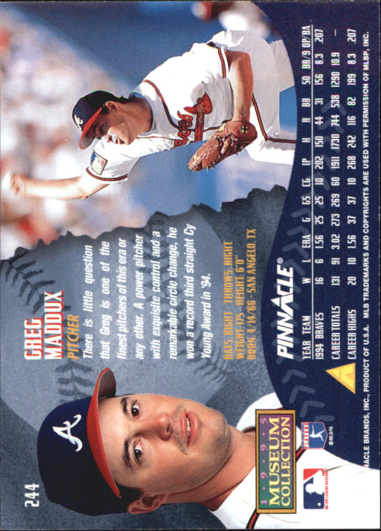 A1828- 1995 Pinnacle Museum Baseball Cards 1-250 -You Pick- 15+ FREE US SHIP - Picture 432 of 443