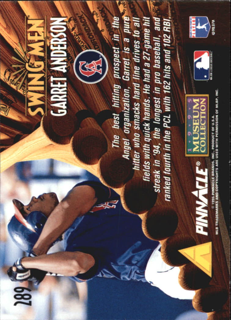 1995 Pinnacle Museum Collection #289 Garret Anderson SM back image