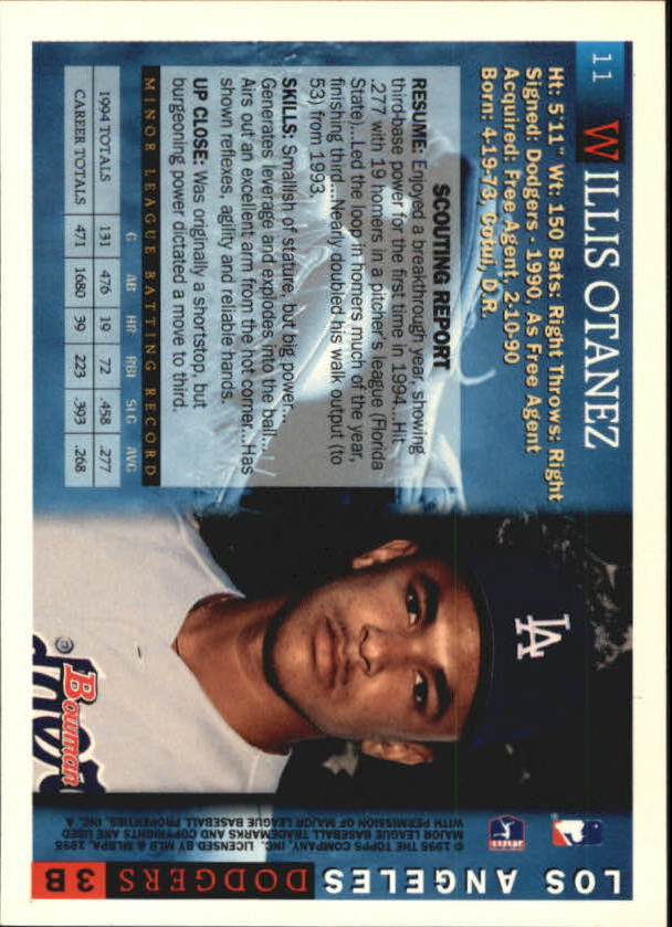 1995 Bowman #11 Willis Otanez RC back image