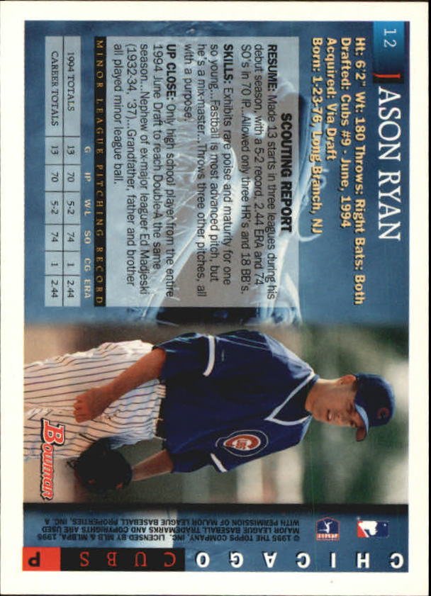 A7925- 1995 Bowman Baseball Card #s 1-250 +Rookies -You Pick- 15+ FREE US SHIP - Picture 21 of 421