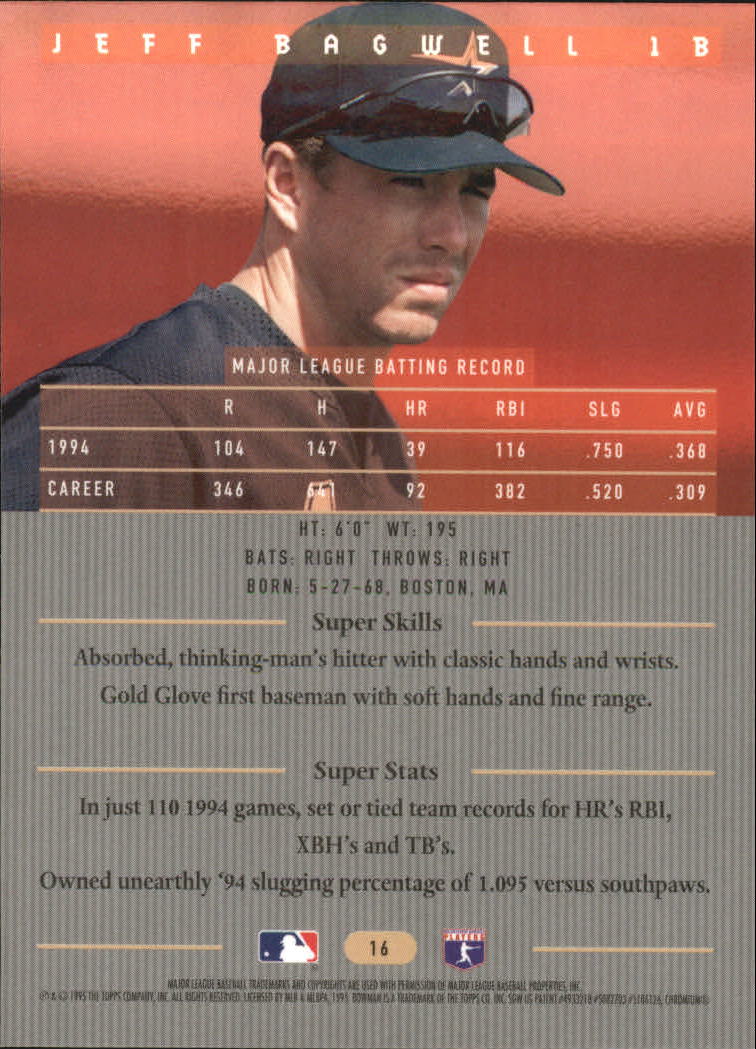 1995 Bowman's Best #R16 Jeff Bagwell back image