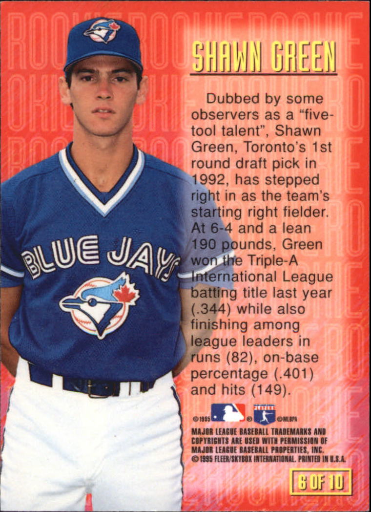 1995 Emotion Rookies #6 Shawn Green back image