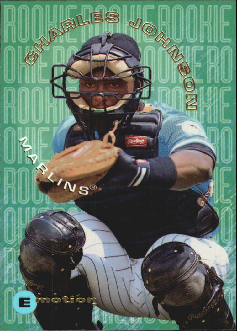 Charles Johnson autographed baseball card (Florida Marlins) 1995