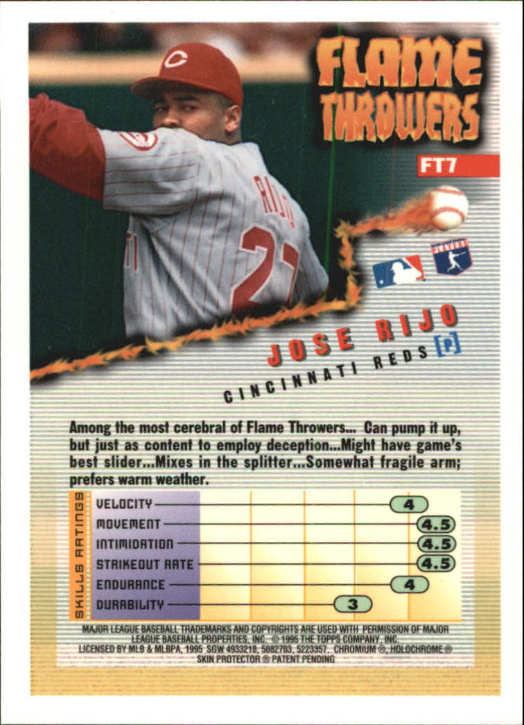 1995 Finest Flame Throwers #FT7 Jose Rijo back image