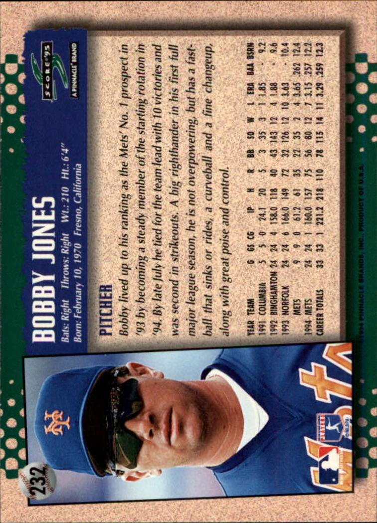 1995 Score #232 Bobby Jones back image