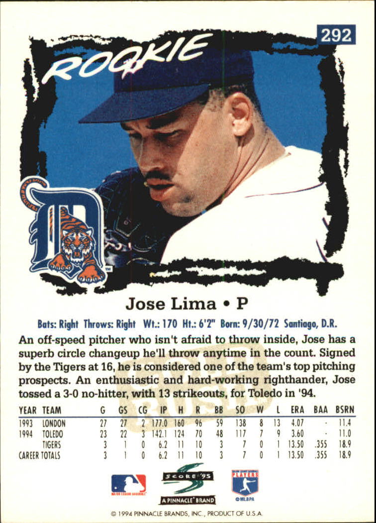 1995 Score Gold Rush #292 Jose Lima back image