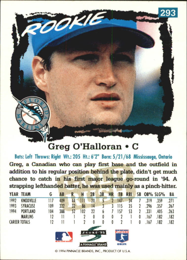 1995 Score Gold Rush #293 Greg O'Halloran back image