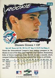 1995 Score Gold Rush #304 Shawn Green back image