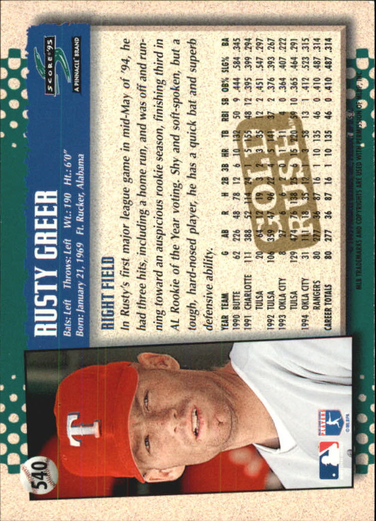 A3951- 1995 Score Gold Rush Baseball Cards 501-605 -You Pick- 15+ FREE US SHIP - Picture 162 of 190