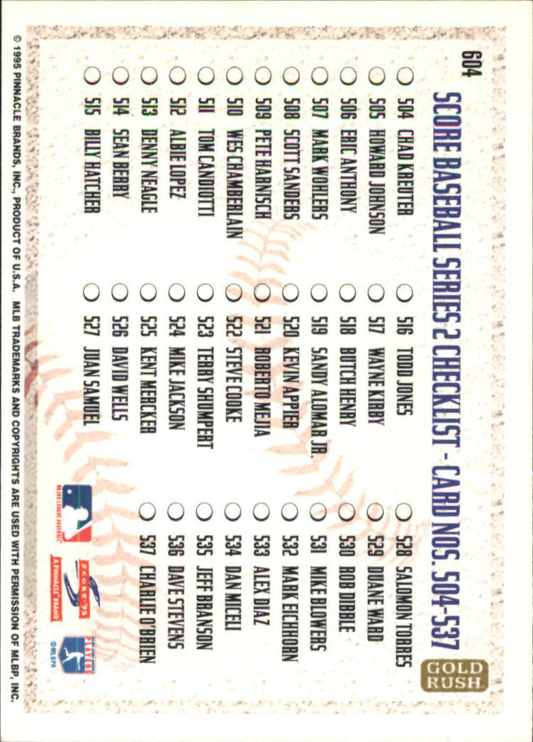 A3951- 1995 Score Gold Rush Baseball Cards 501-605 -You Pick- 15+ FREE US SHIP - Picture 150 of 190
