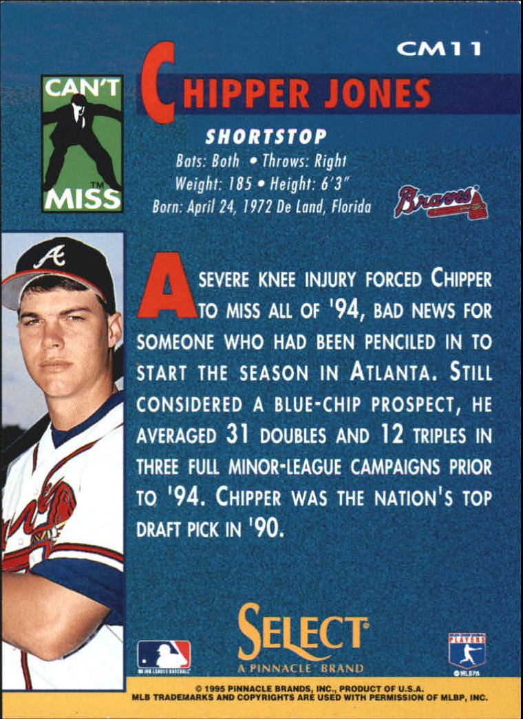 1995 Select Can't Miss #CM11 Chipper Jones back image
