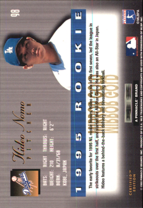 1995 Select Certified #98 Hideo Nomo RC back image