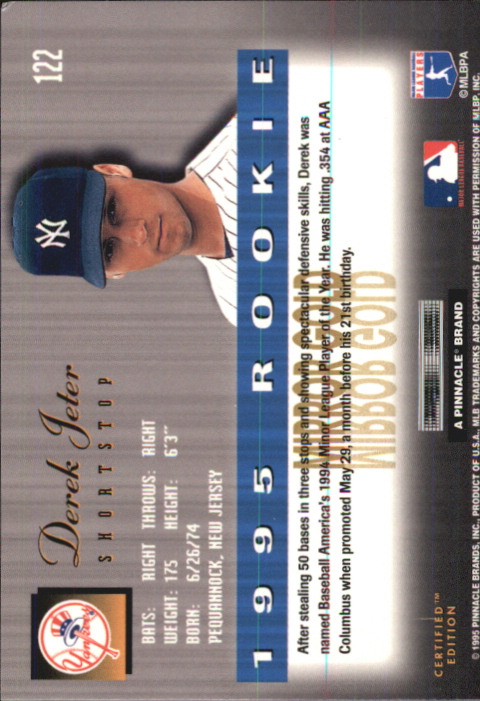 1995 Select Certified #122 Derek Jeter back image
