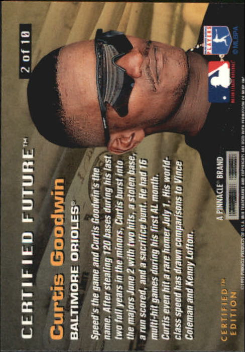 1995 Select Certified Future #2 Curtis Goodwin back image