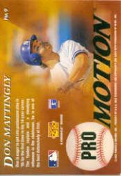 1995 Sportflix ProMotion #PM9 Don Mattingly back image