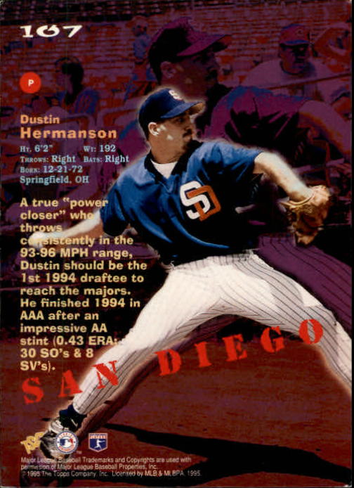 1995 Stadium Club #107 Dustin Hermanson back image