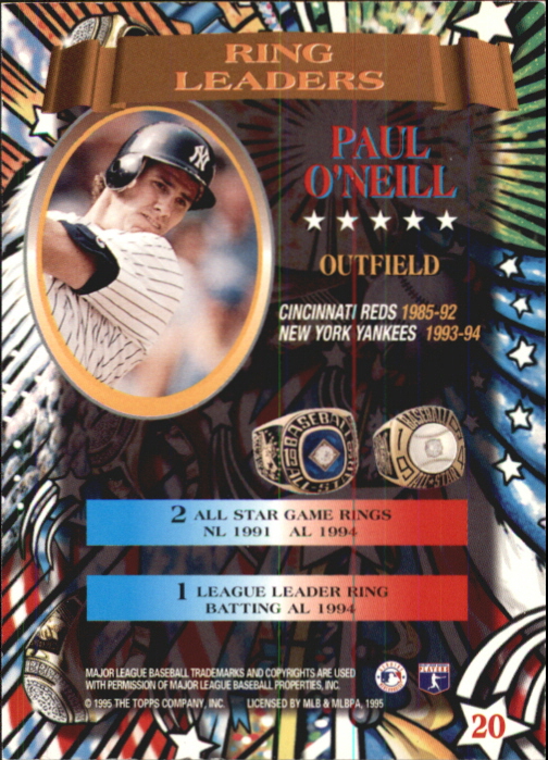1995 Stadium Club Ring Leaders #RL20 Paul O'Neill back image