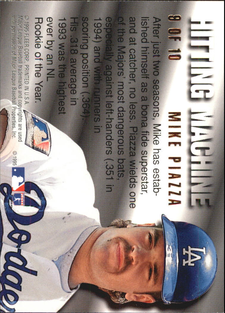 1995 Ultra Hitting Machines Gold Medallion #9 Mike Piazza back image
