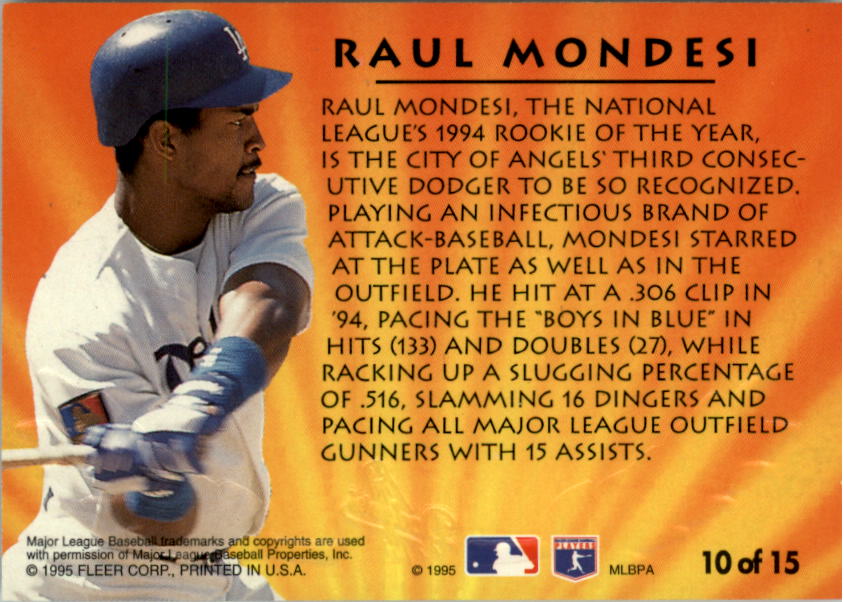 1995 Ultra Second Year Standouts #10 Raul Mondesi back image