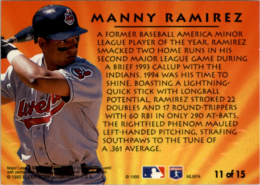 1995 Ultra Second Year Standouts #11 Manny Ramirez back image