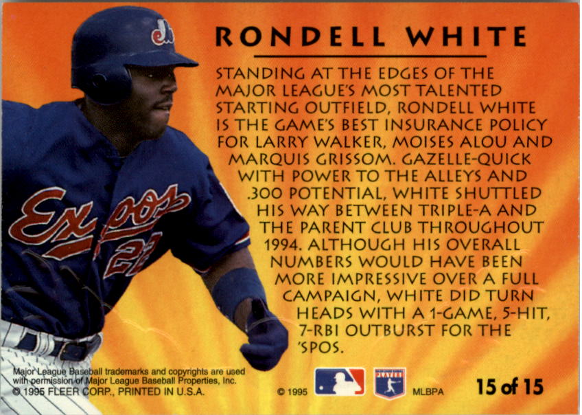1995 Ultra Second Year Standouts #15 Rondell White back image
