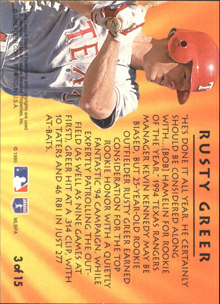 1995 Ultra Second Year Standouts Gold Medallion #3 Rusty Greer back image