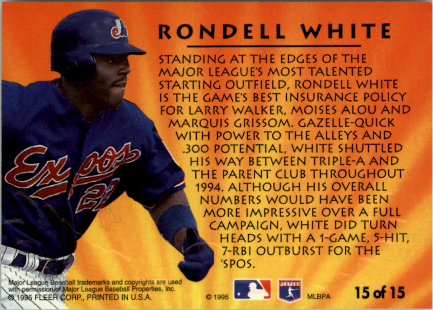 1995 Ultra Second Year Standouts Gold Medallion #15 Rondell White back image