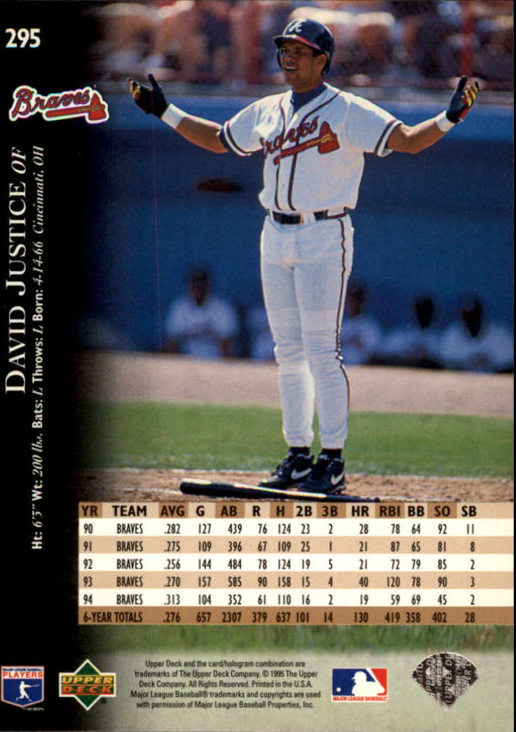 David Justice lot of 6 different Upper Deck Atlanta Braves