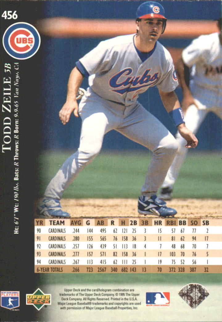 Todd Zeile autographed baseball card (Chicago Cubs) 1995 Upper
