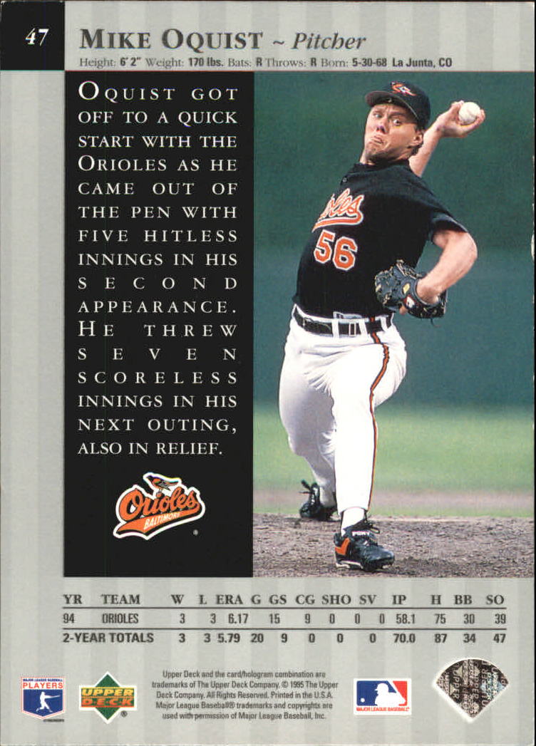 1995 Upper Deck Special Edition #47 Mike Oquist back image