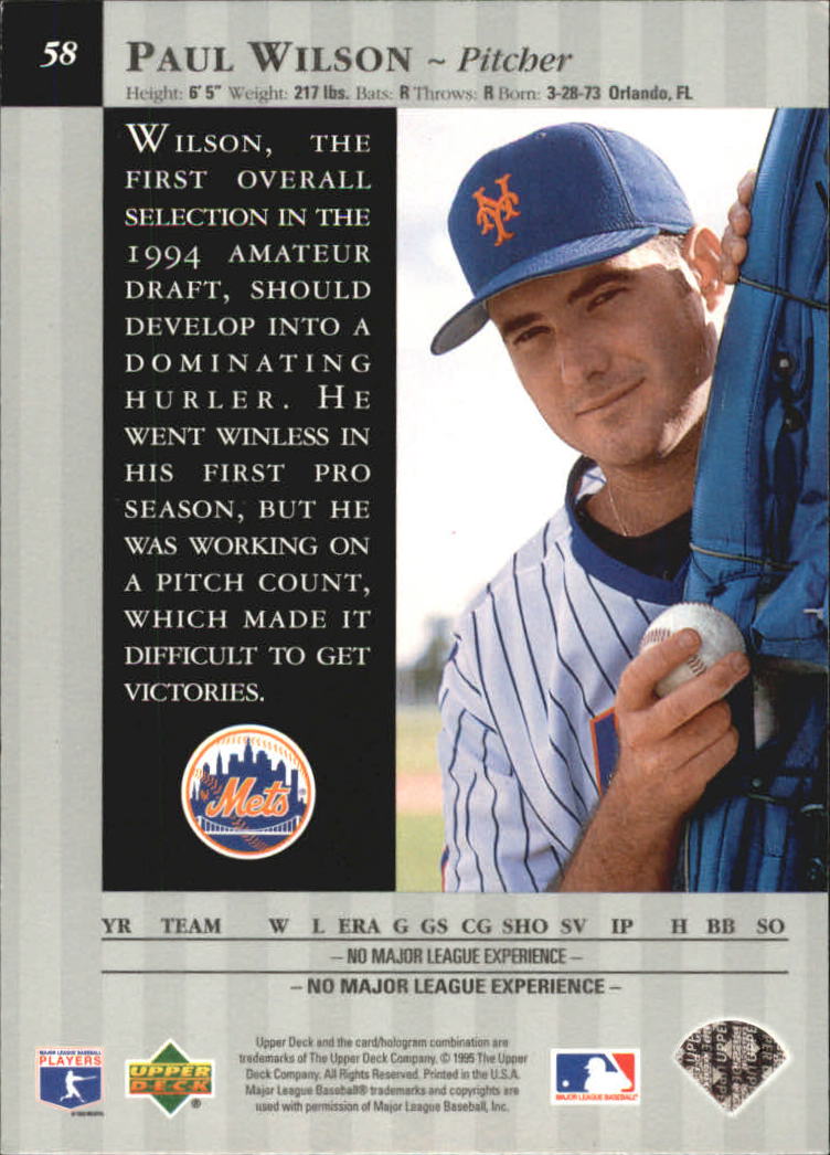 1995 Upper Deck Special Edition #58 Paul Wilson back image