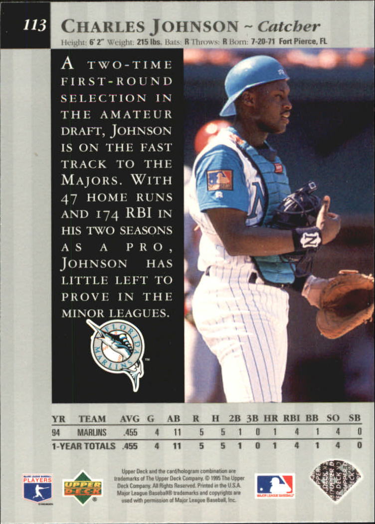 1995 Upper Deck Special Edition #113 Charles Johnson back image