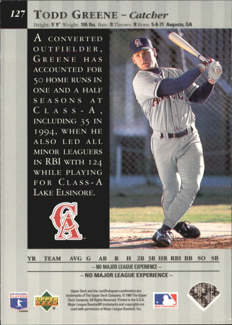 1995 Upper Deck Special Edition #127 Todd Greene back image