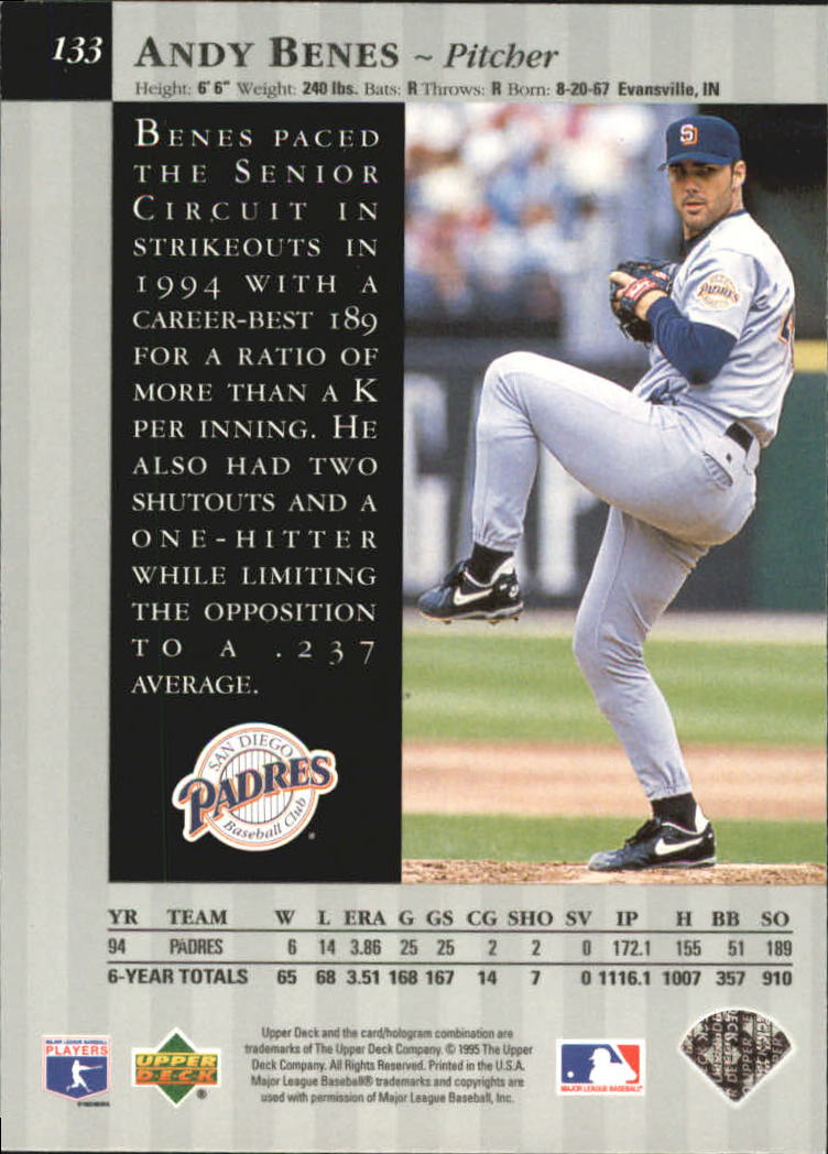 1995 Upper Deck Special Edition #133 Andy Benes back image